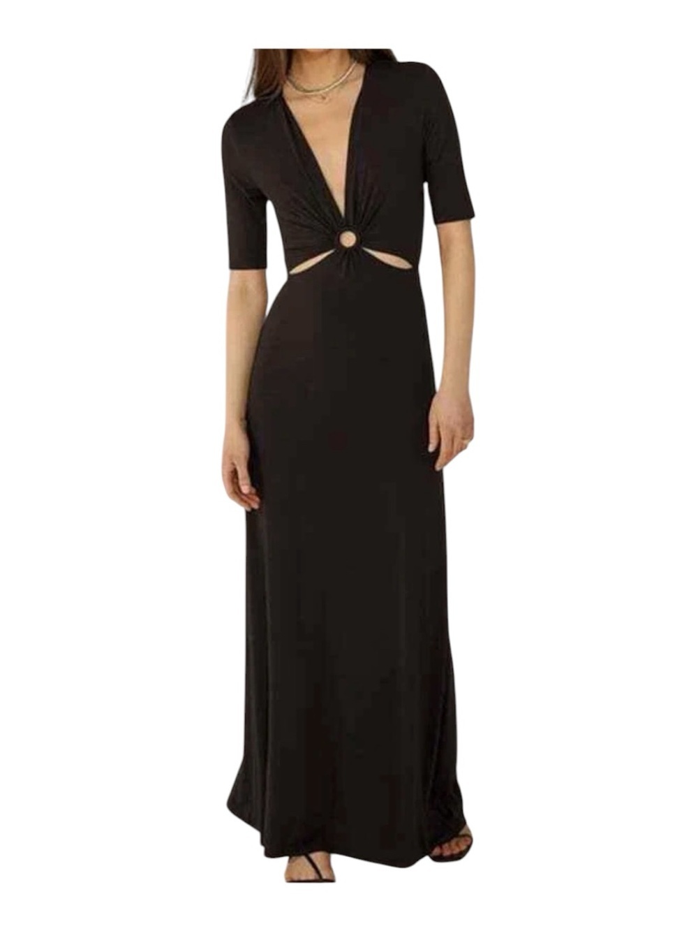 Favorite Daughter “Center of Attention” Cutout Maxi Dress Size Medium Black NWOT